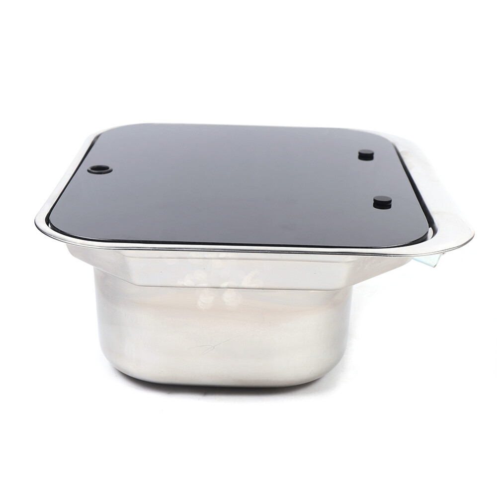 RV Caravan Camper Sink Stainless Steel Hand Wash Basin & Glass Lid & Faucet