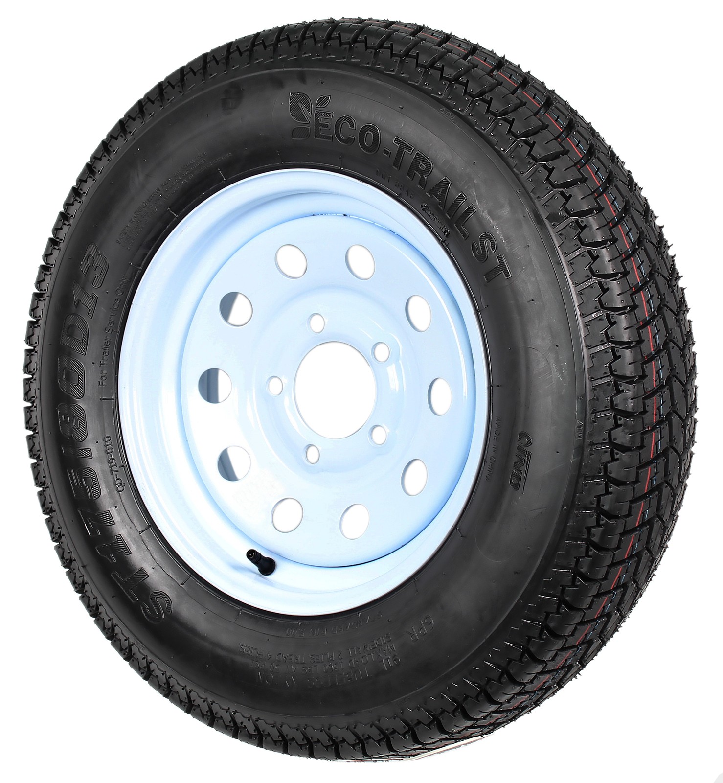 Trailer Tire Rim Assembly ST175/80D13 13 B78-13 LRC 5 Lug White Modular Wheel