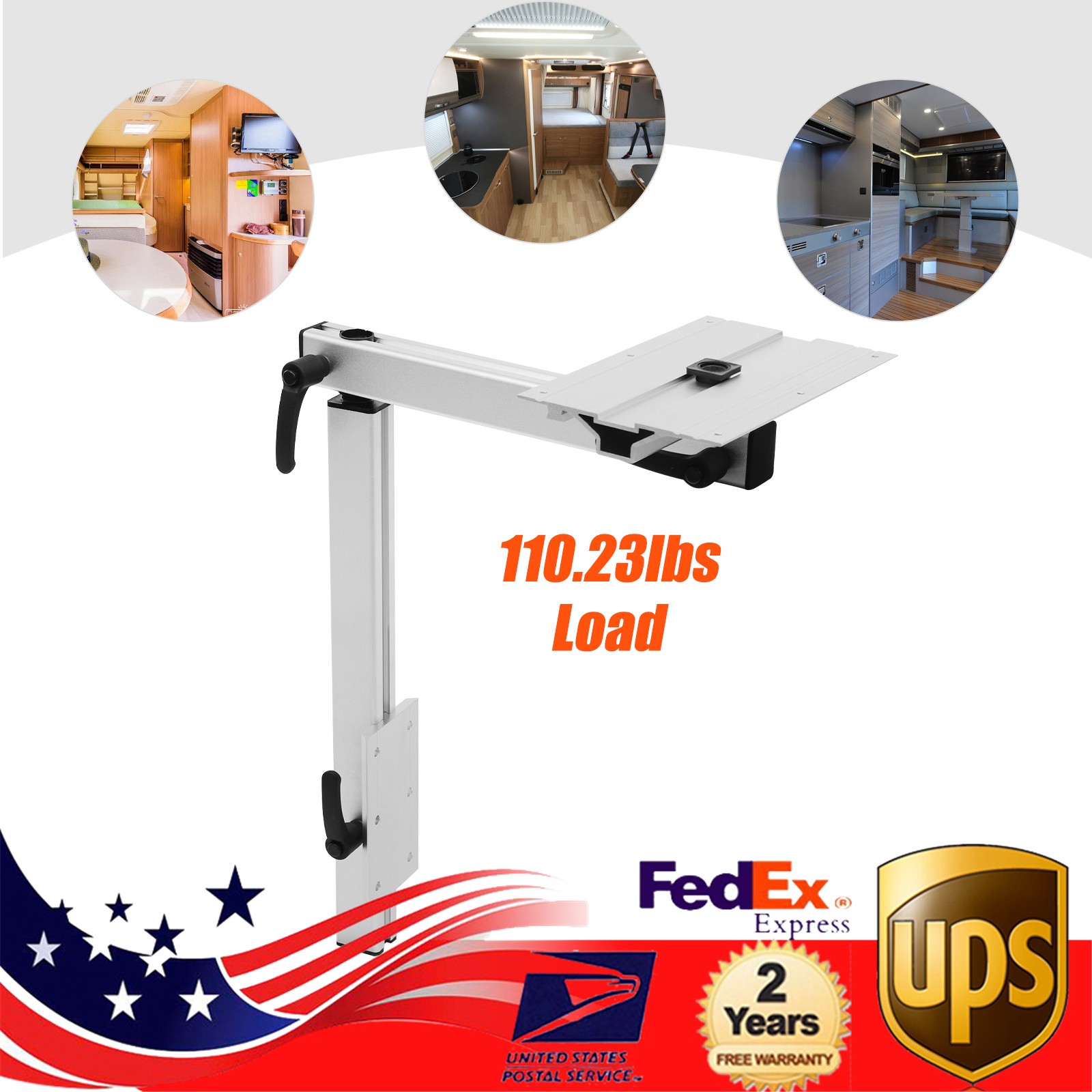 Adjustable RV Table Leg 360° Swivel For RV, Yachts Aluminum Alloy Space Saving