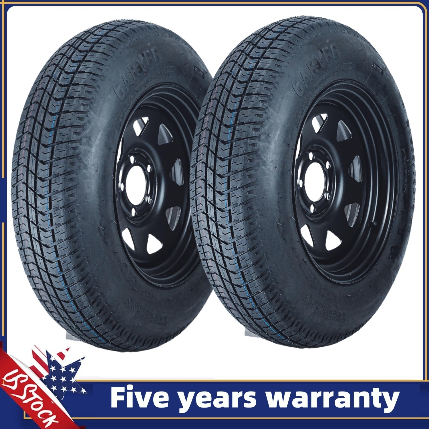 2Pack Trailer Tire On 13″ Rim ST175/80D13 5 Lug on 4.5 in Load Range C 6PR