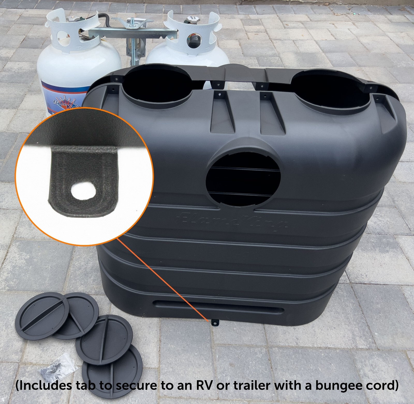 Flame King Heavy Duty Dual 30lb Black Propane Tank Cover for RV, Camper, Trailer