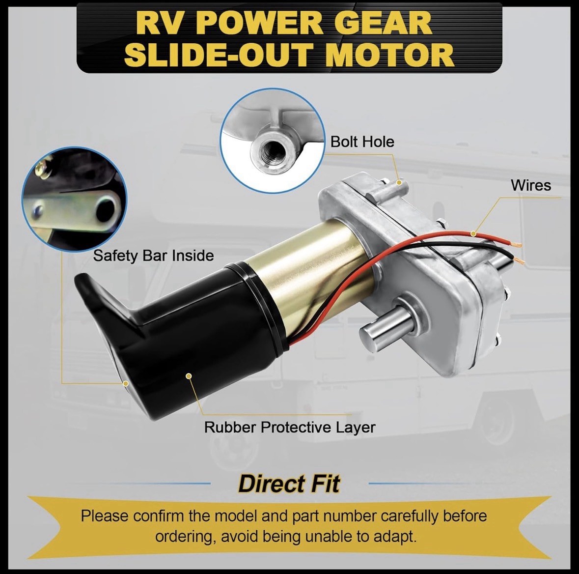 RV Power Gear Slide Out Gearbox Dual Shaft Motor 523900 12V 131:1 Ratio 520819