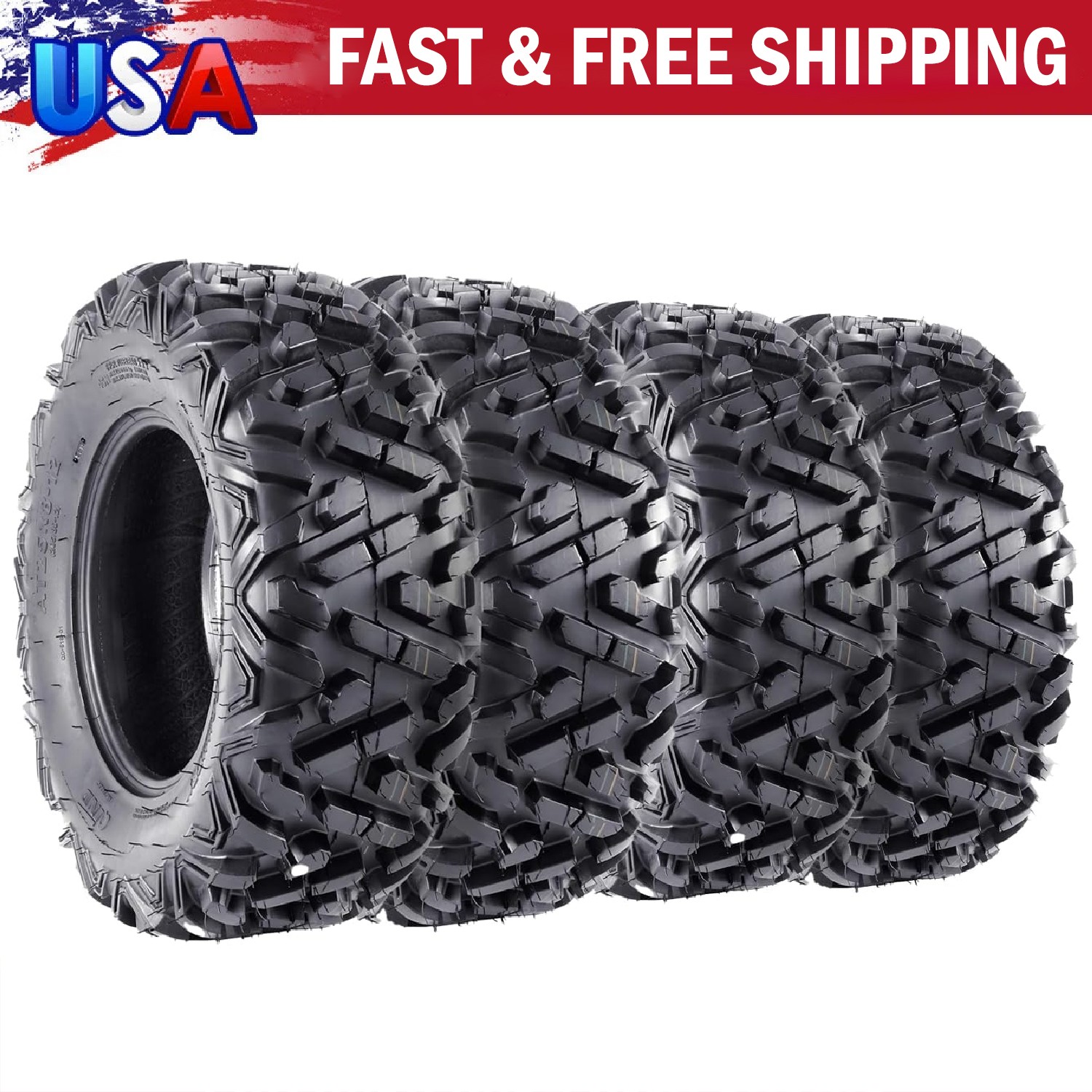 4-Pack ATV/UTV Tires, 25X8-12 & 25X10-12 All Terrain 6PR Off Road Tire ,Tubeless