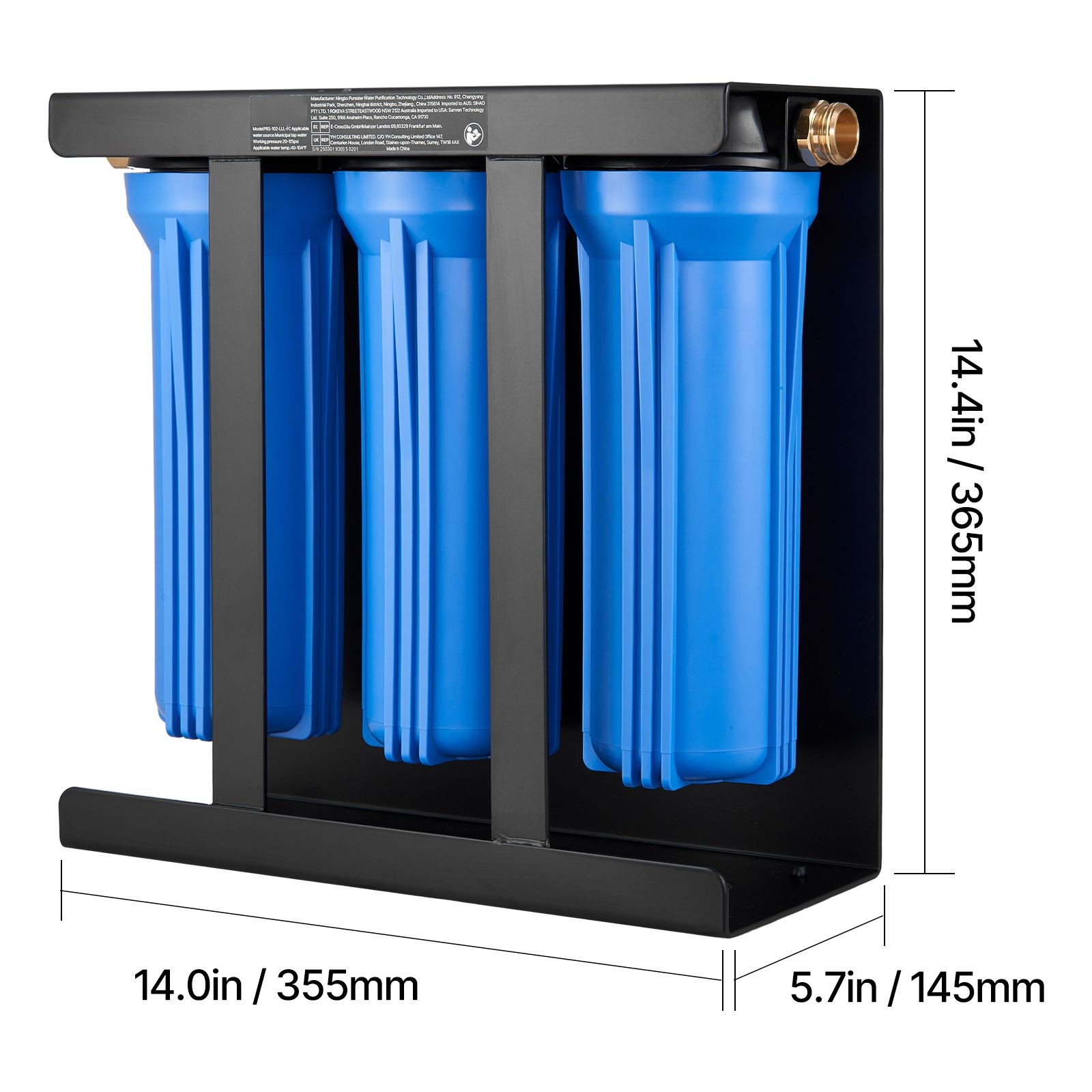 3-Cartridge RV Water Filter System 2.9 GPM, 7500 Gal Capacity
