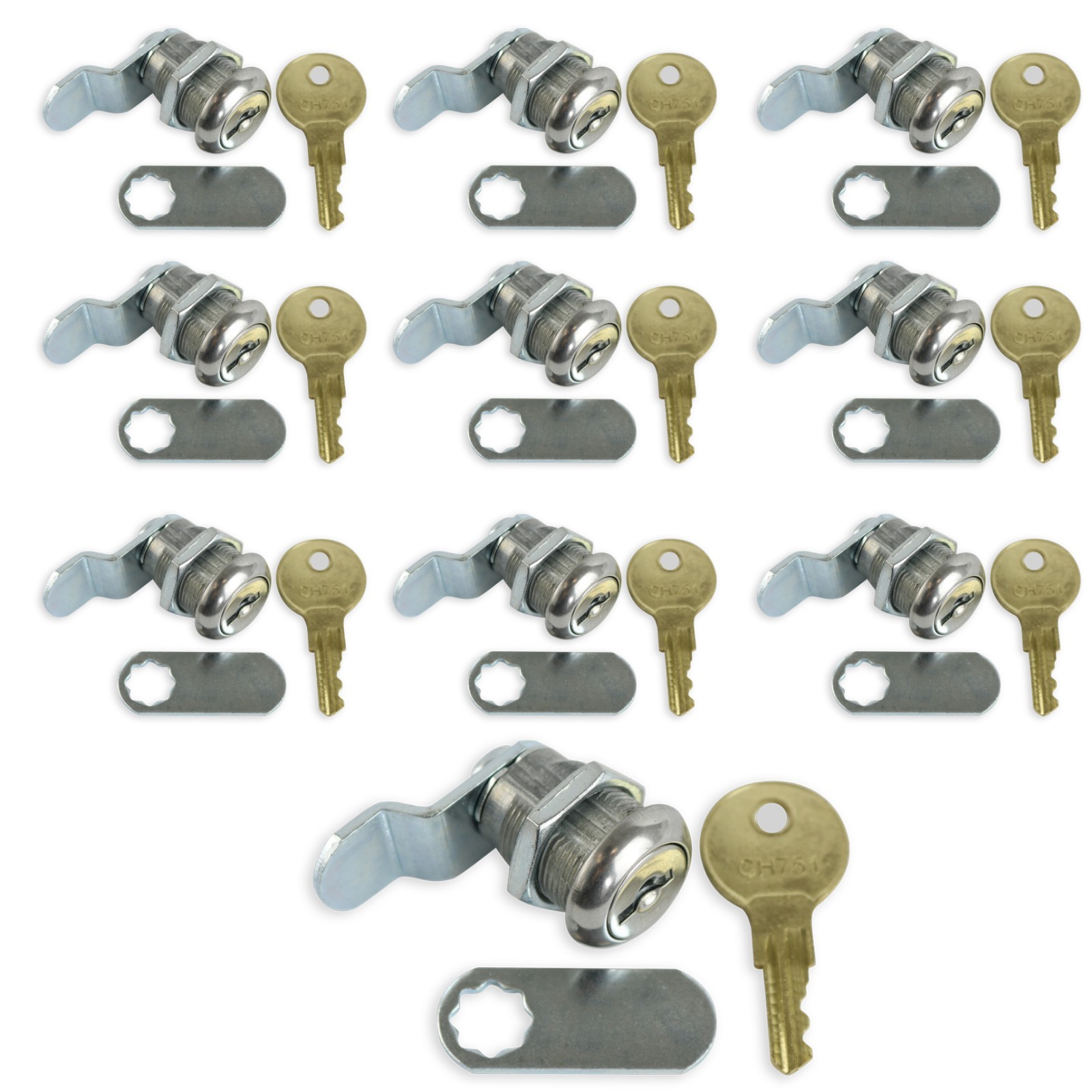 RV Trailer Motorhome Storage Compartment Door Cam Locks 5/8″ 10 pack Keyed Alike