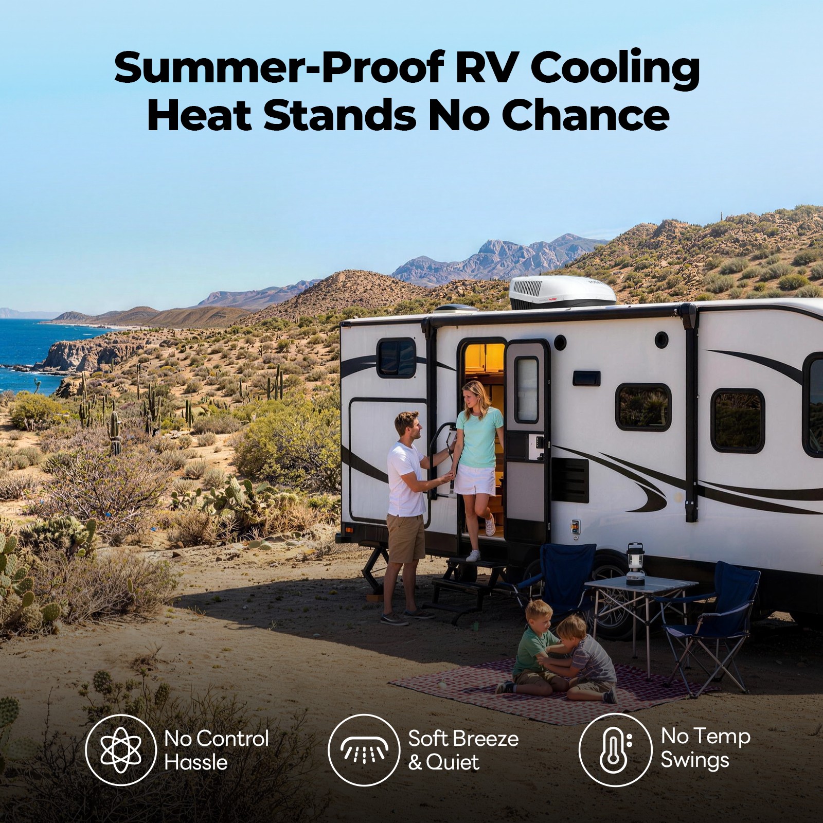 16000BTU RV Air Conditioner Heat Pump+Cooling Non-Ducted Rooftop Camper AC Unit