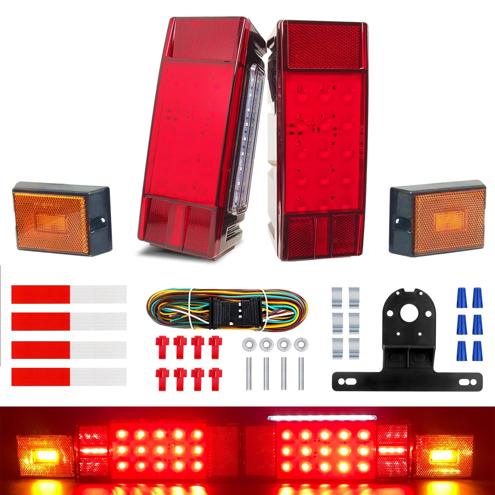 Boat Trailer Lights Kit Submersible Ip68 Waterproof 12v Rectangular Trailer Ligh