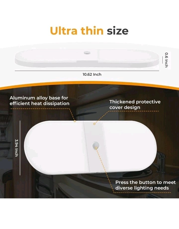 GZV RV Ceiling Light Interior, LED 12v DC, Ceiling Dome 1 Pack 7W
