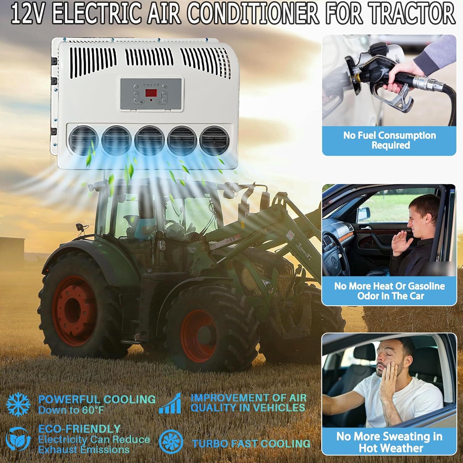 Treeligo 12V 10000BTU Electric Truck Air Conditioner Park Unit for Tractor Car
