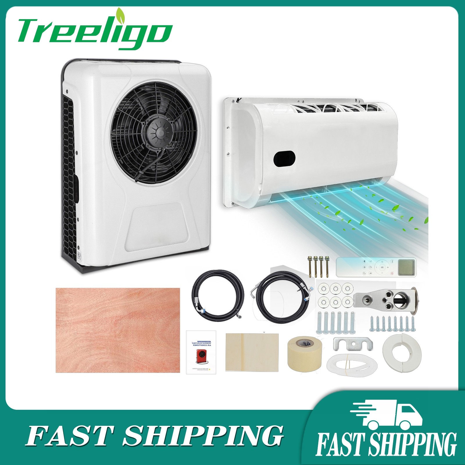 24V Cooling Split Truck Cab Air Conditioner Kit For Semi Bus Caravan RV Vehicle