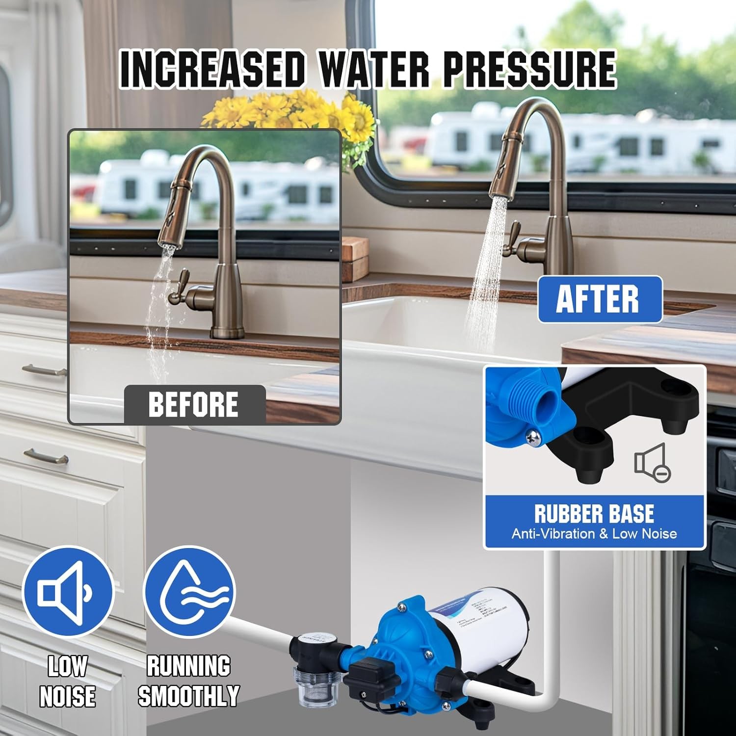 DC HOUSE 110 Volt RV Water Pressure Diaphragm Pump 4.0GPM 50PSI 110V