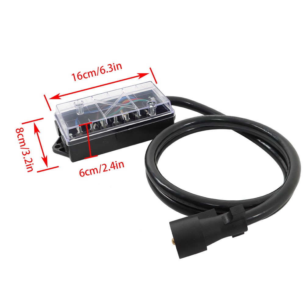 6FT RV Trailer 7 Way Trailer Cable with 7 Pin Plug & 7 Gang Junction Box