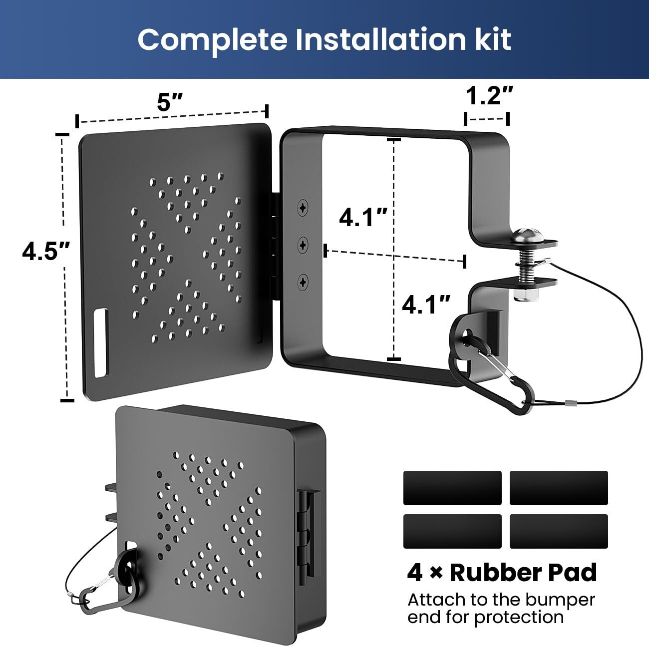 RV Bumper End Cap 4-Inch Square 2-Pack for Secure Sewer Hose Storage