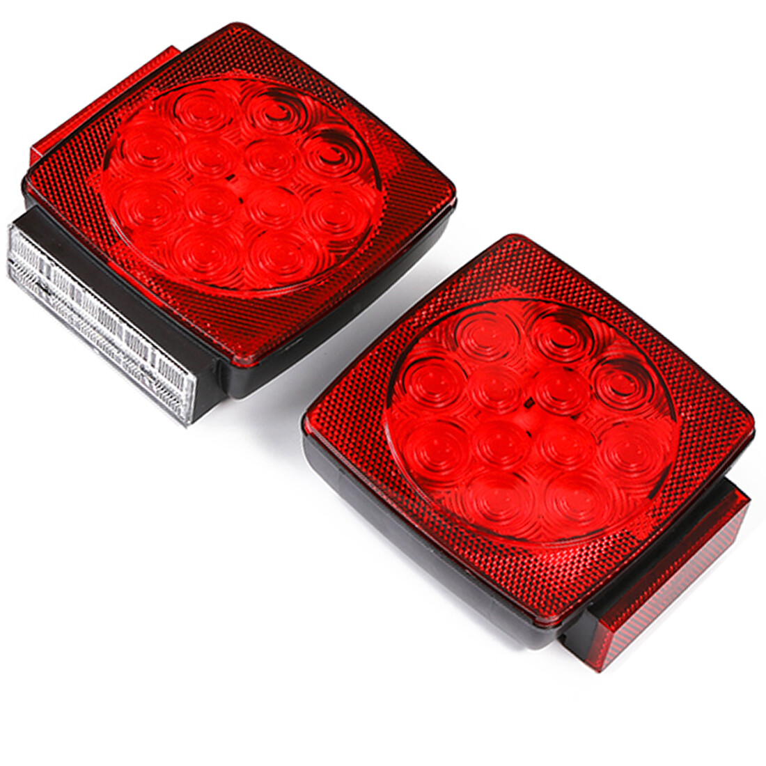 Pair LED Submersible Lights Trailer Under 80″ Tail Brake Boat Stud Mount Square