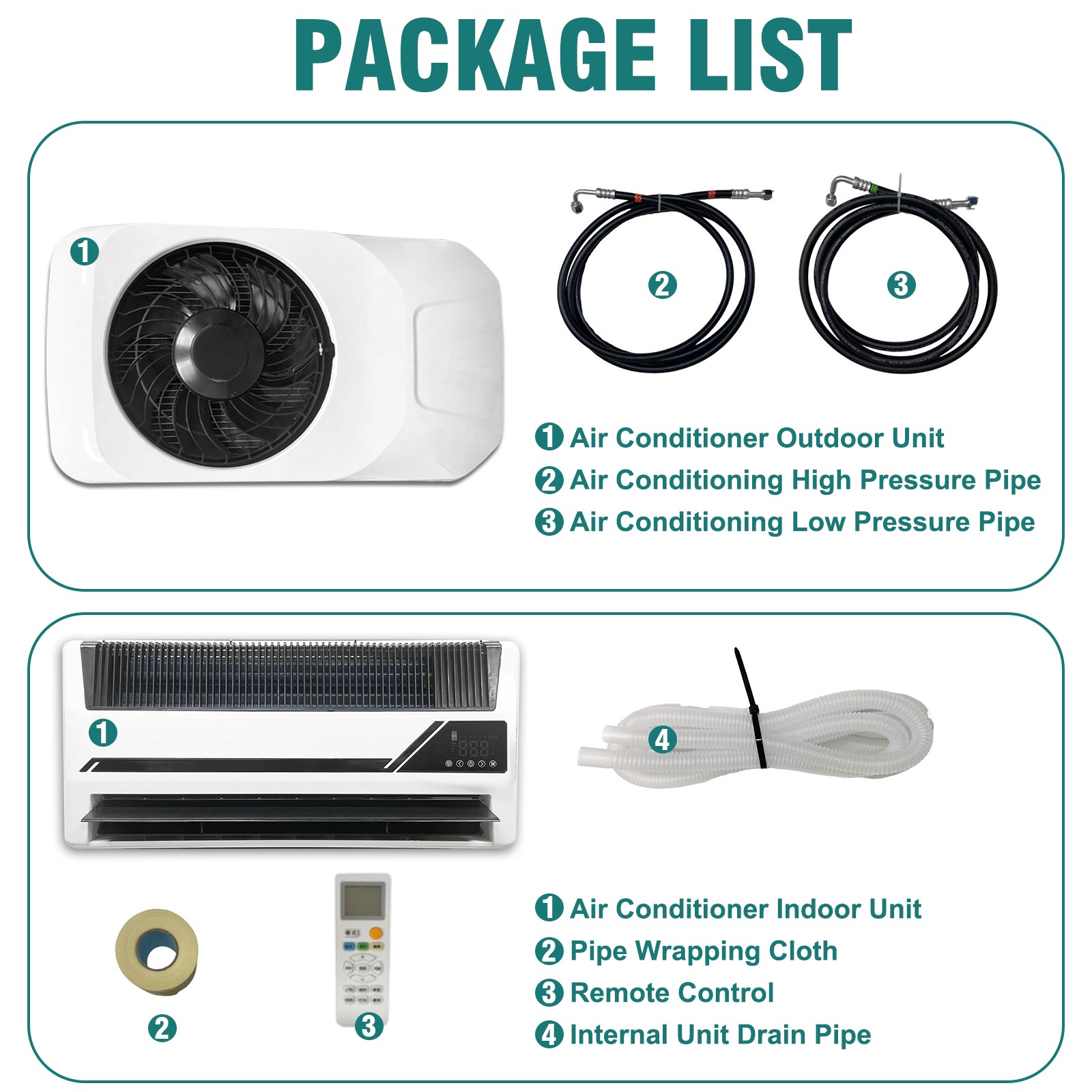 DC 12V Cooling Split Air Conditioner Kit For Semi Truck Bus Truck Van RV Boat