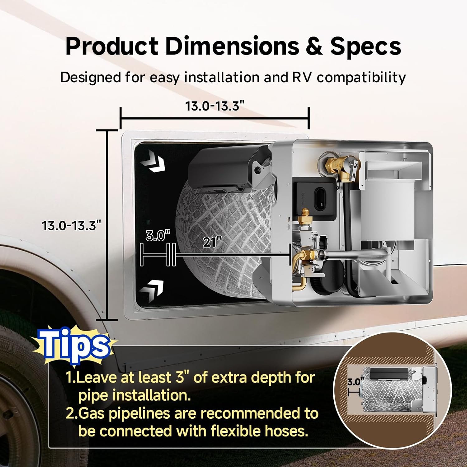 6 Gal. RV Water Heater Tank Gas & Electric 1440W 12000BTU for Suburban 4/6 Gal.