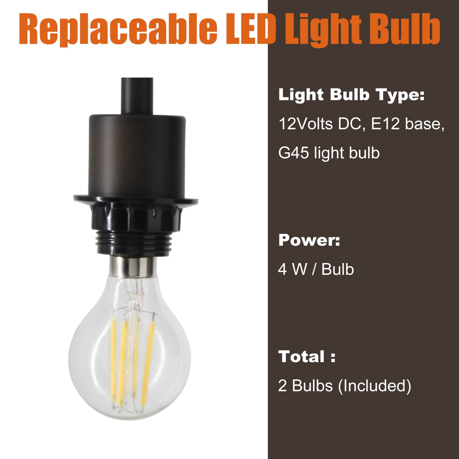 Fabric 12V RV Interior Light Fixture Pendent Dining Room Lamp Round Brown Shape