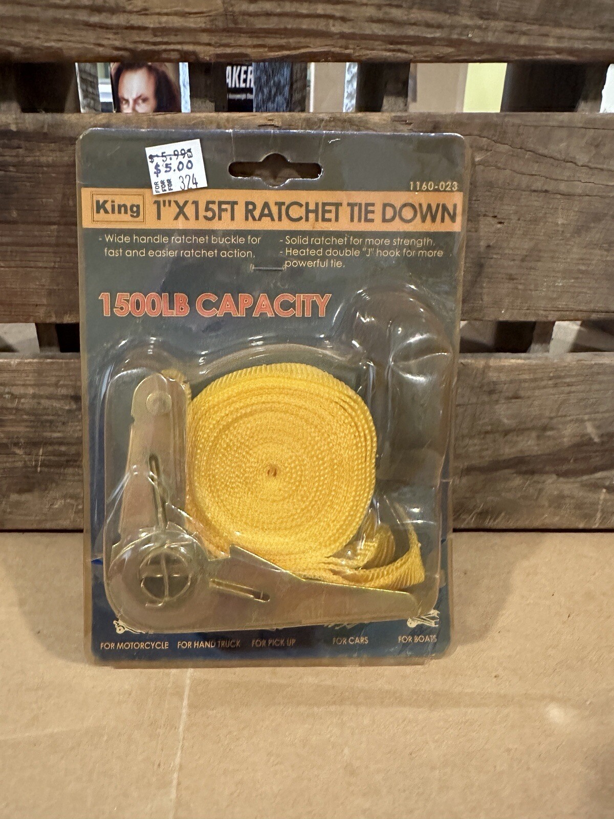 King 1″ x 15′ Ratchet Tie Down 1500 Lb Capacity 1160-023