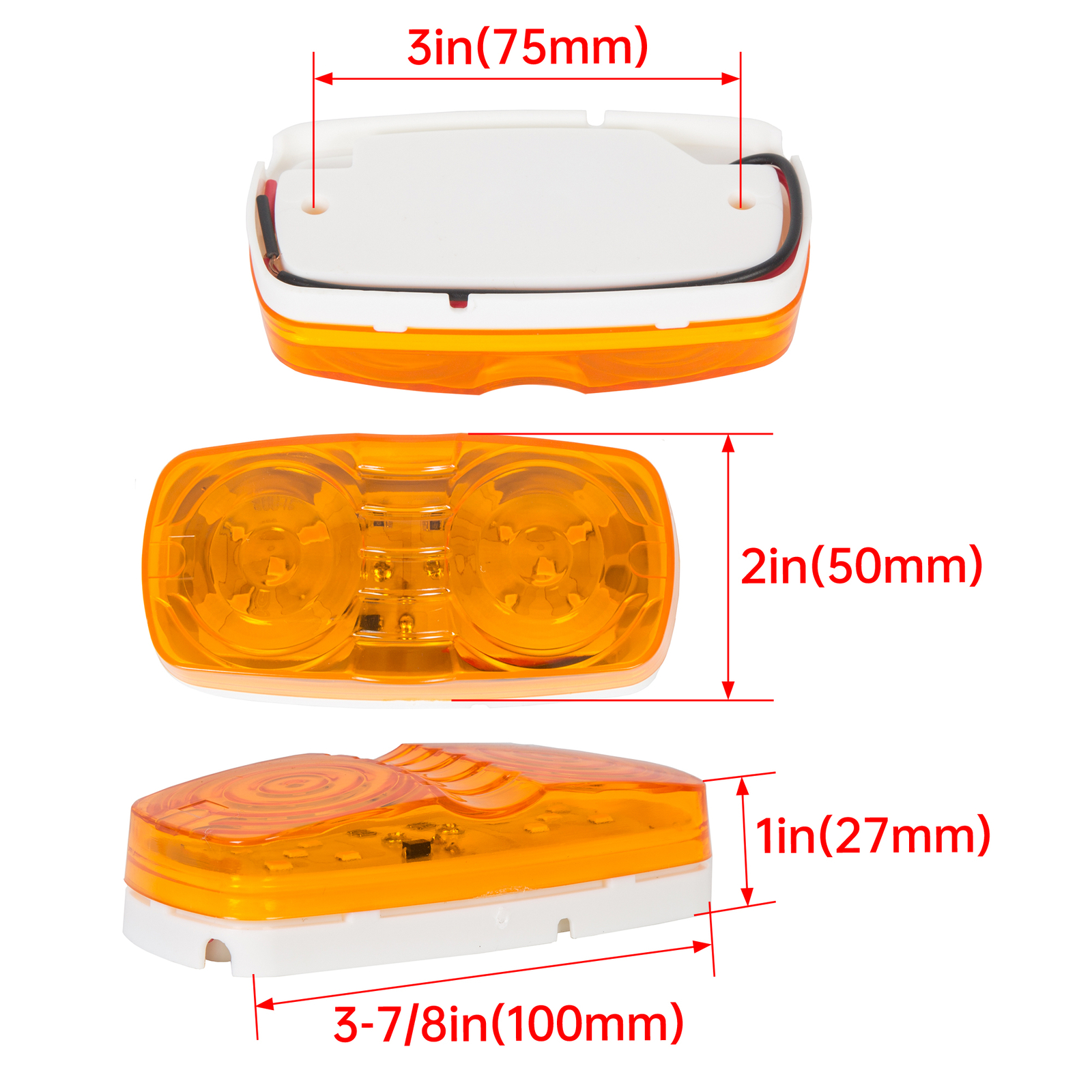10X Trailer Amber Marker LED Light Double Bullseye 10 Diodes Clearance Light