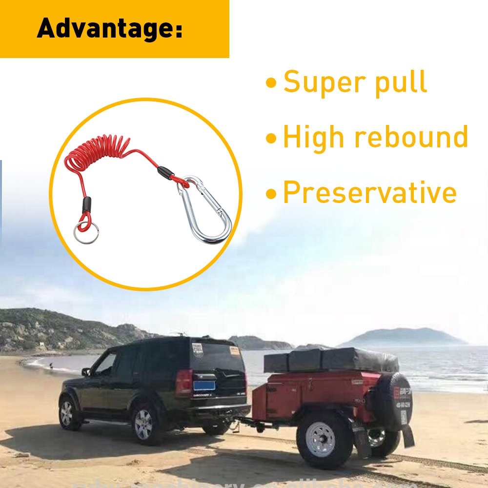 6ft Breakaway Trailer Spring Cable Trailer Safety Rope Coiled Brake Away Cable
