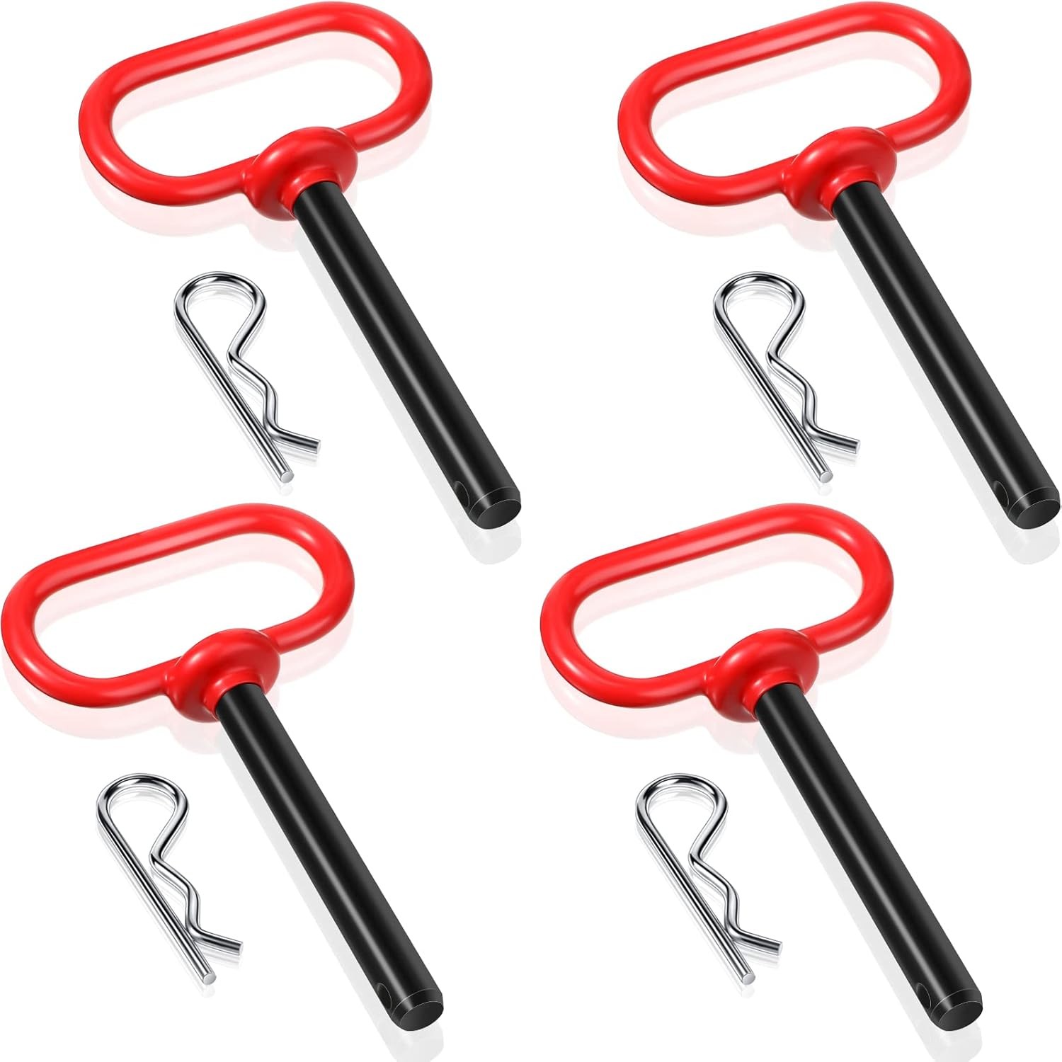 BBTO 4 Pieces Tractor Hitch Pin 1/2 x 3-5/8 Inch Red Trailer x inch
