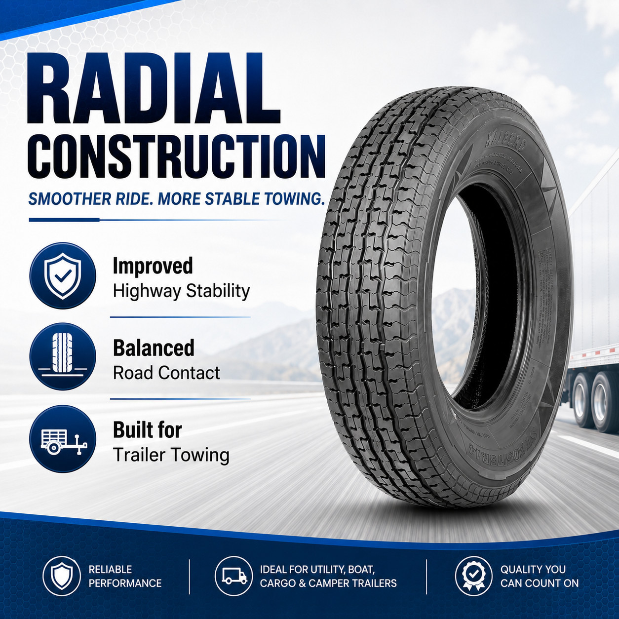 4-Pack ST205/75R14 Trailer Tires 8PR 205 75 14 Load Range D Radial All Season TL