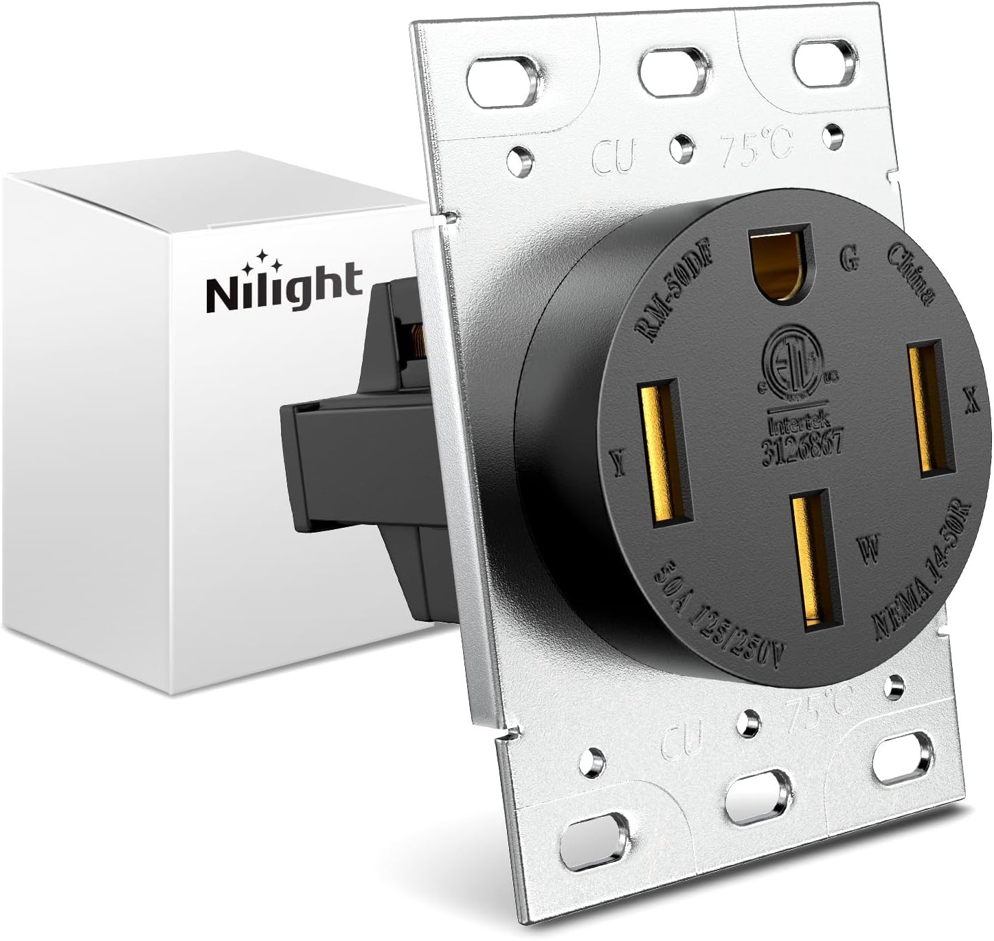Nilight 50AMP RV Power Outlet 125/250V NEMA 14-50R Heavy Duty RV Receptacle