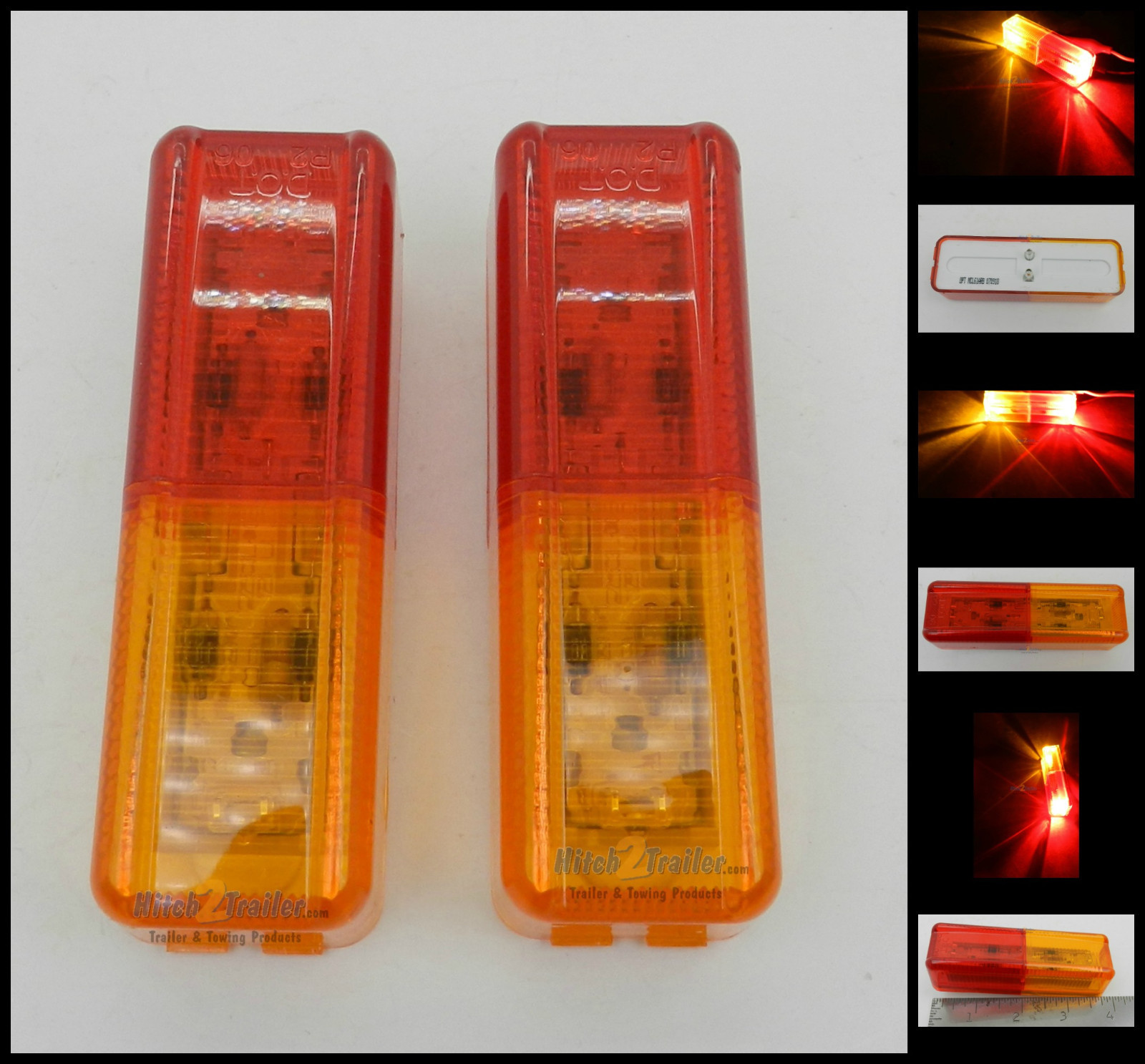 (2) LED Lights 1×4 Surface mount AMBER & RED Clearance Marker trailer Optronics