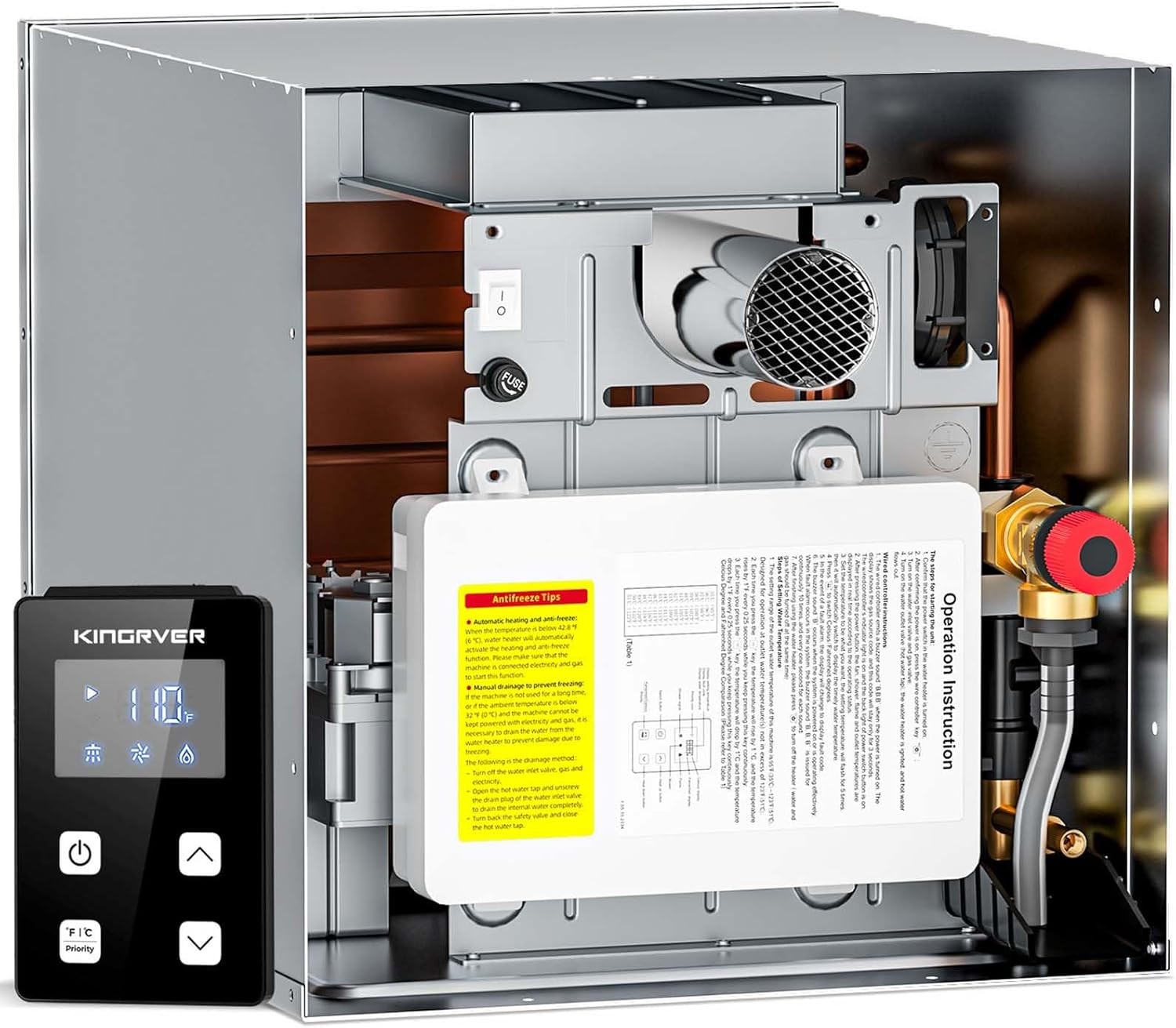 48,000 BTU RV Tankless Water Heater For All RVs, 3 Door Sizes: 15*15/15*18/18*18