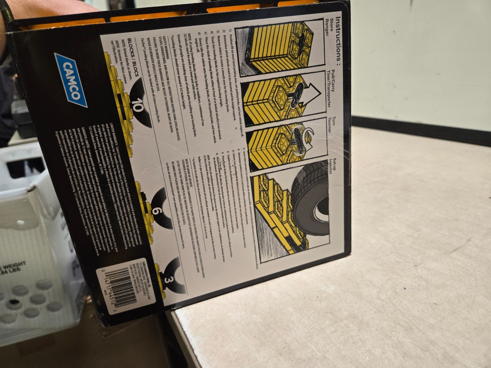 Camco 44512 FasTen Yellow Leveling Blocks w T-Handle 10 Pieces