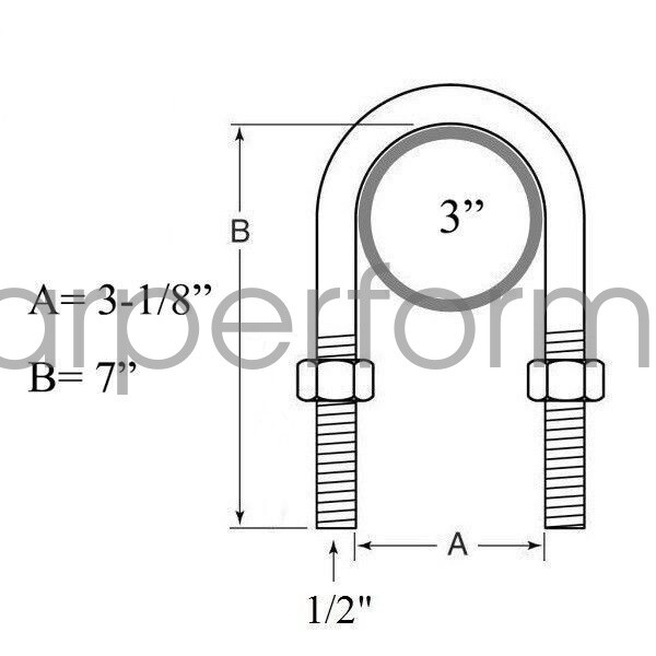 New trailer U bolt kit for 5200-7000lbs 3″ Round Axle 7″ long 1/2″ dia -20080