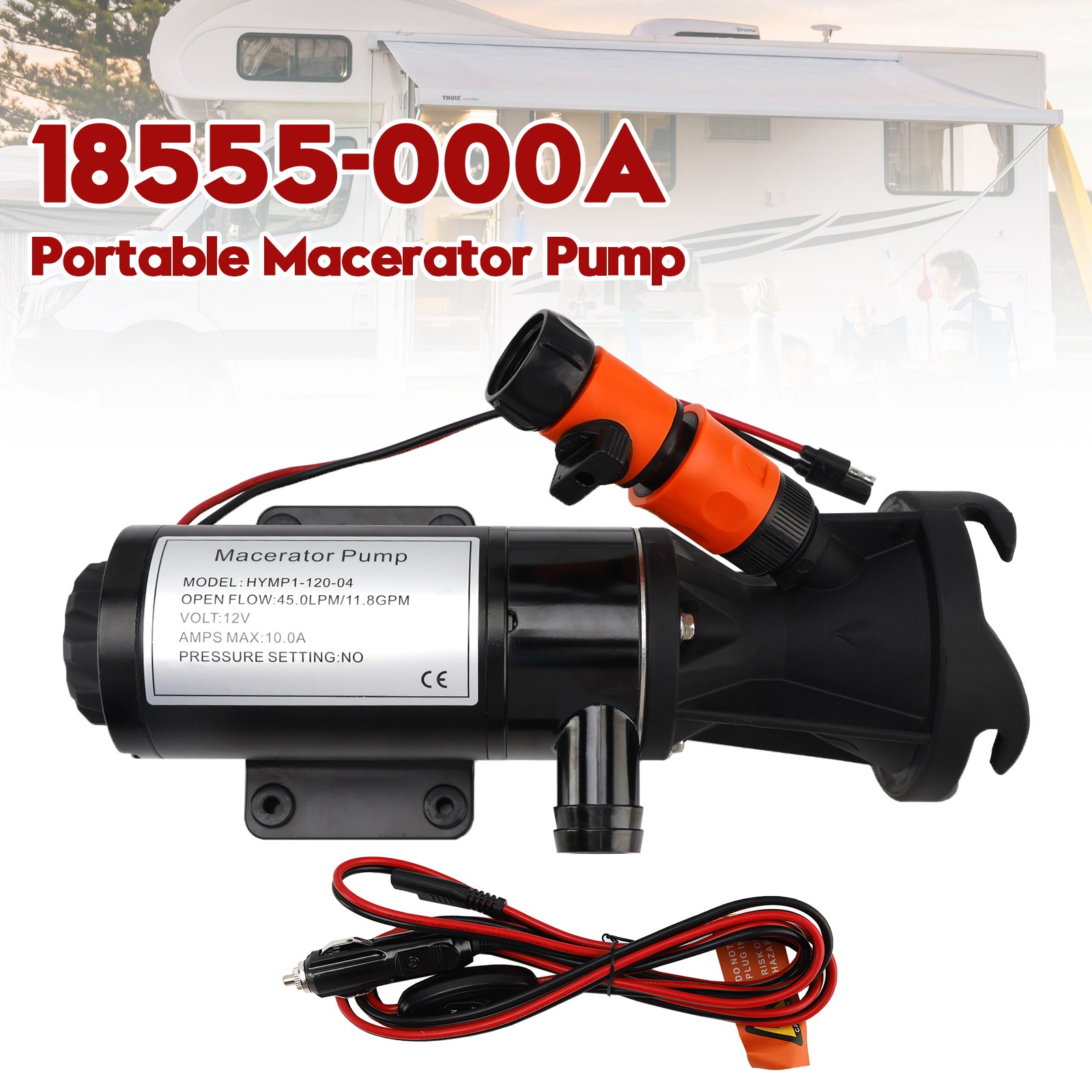 Portable Macerator Waste Pump 18555-000A for Camper RV 12V DC T07