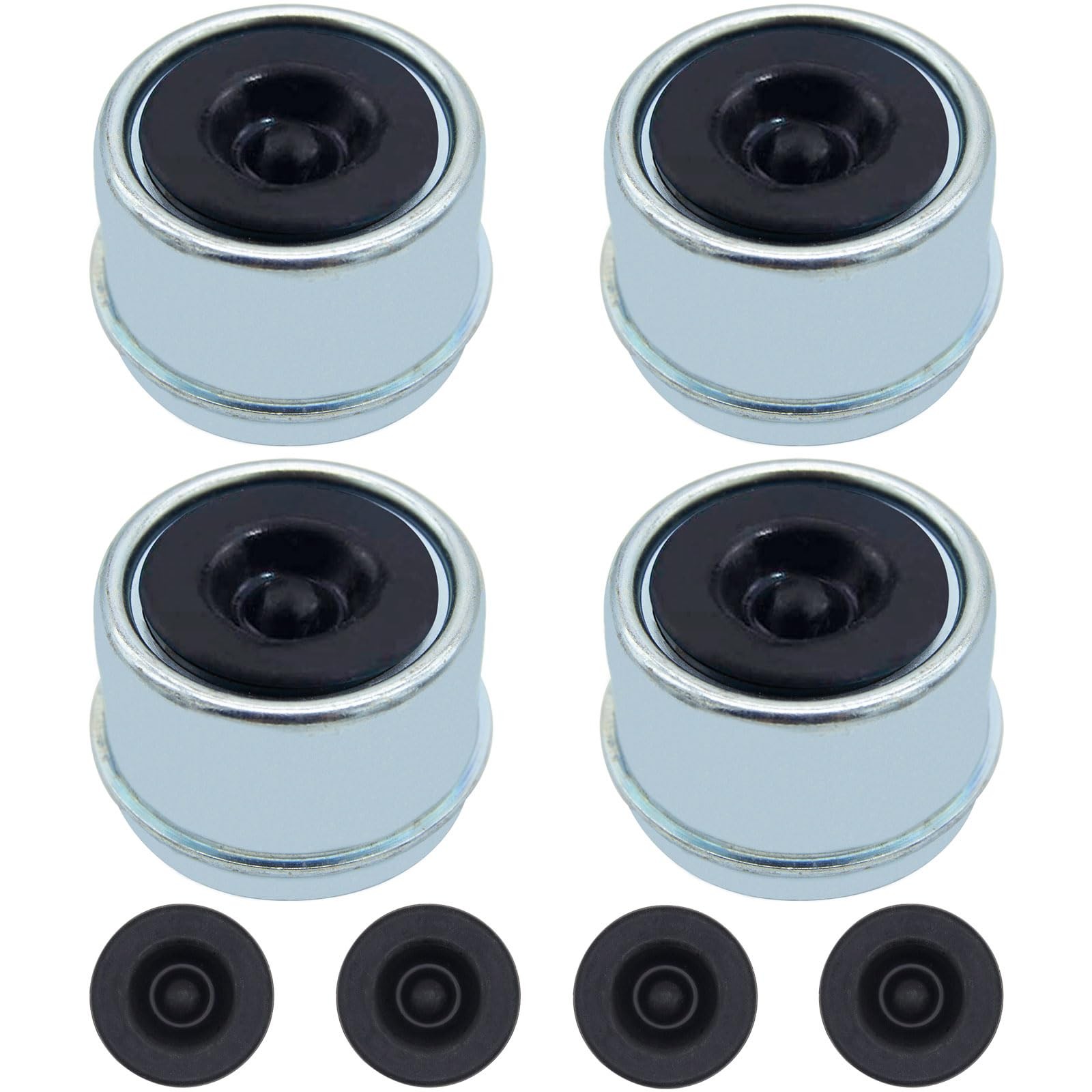 4 Pcs Black 1.98 Inch Trailer Hub Caps Axle Wheel Bearing Caps