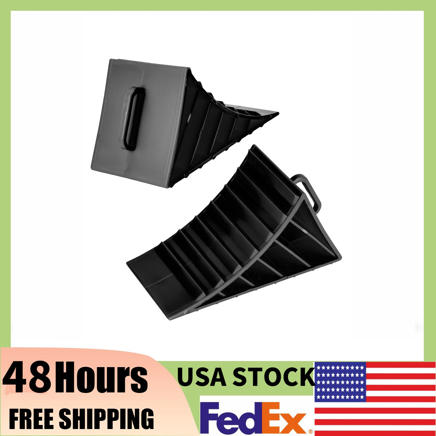 2 Pack Non-Slip Tire Wheel Chocks for Trailers Cars, Trucks, Campers & ATVs, RV