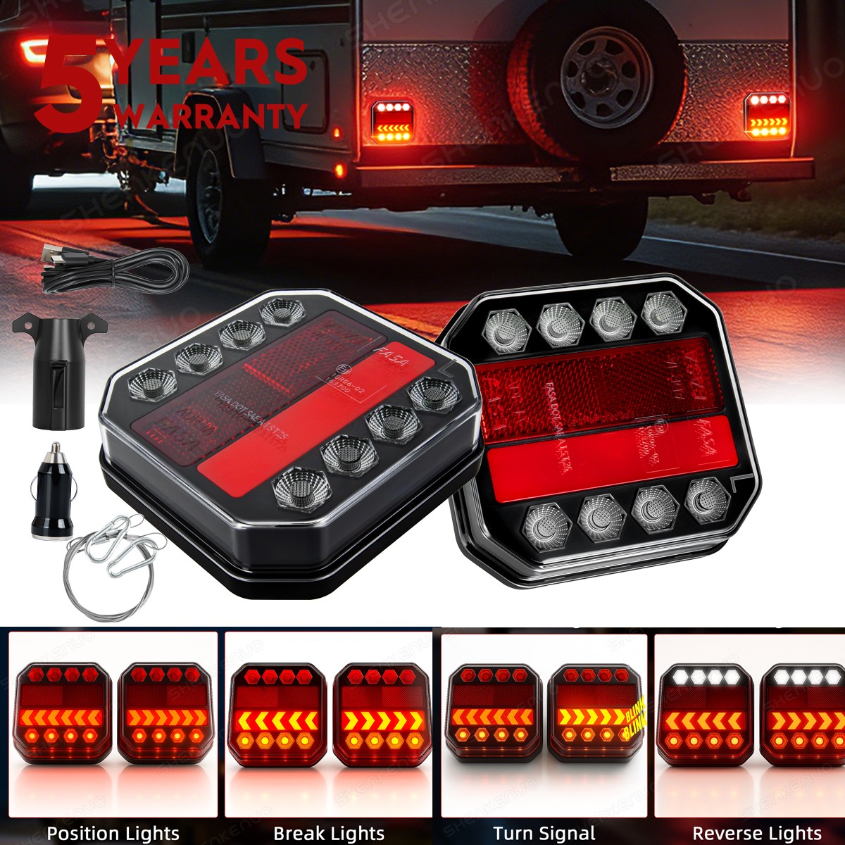 New LED Wireless Trailer Lights Magnetic Rechargeable Tow Light for Trailer RV