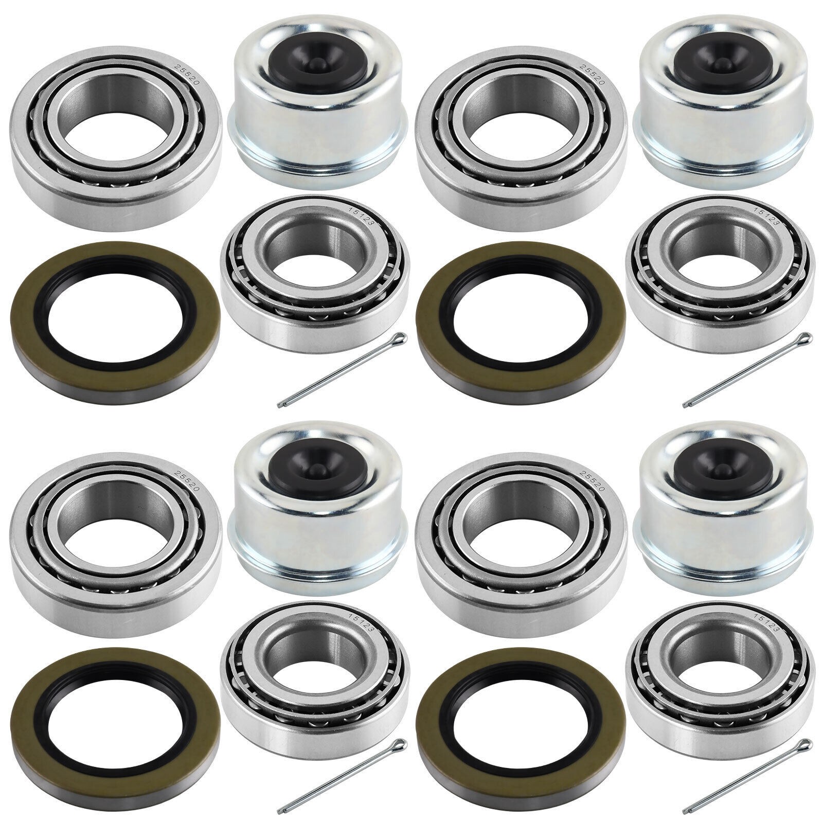 4 Set Complete Trailer Bearing Kit for 5200- 6000# Axles 15123 / 22580 Bearings