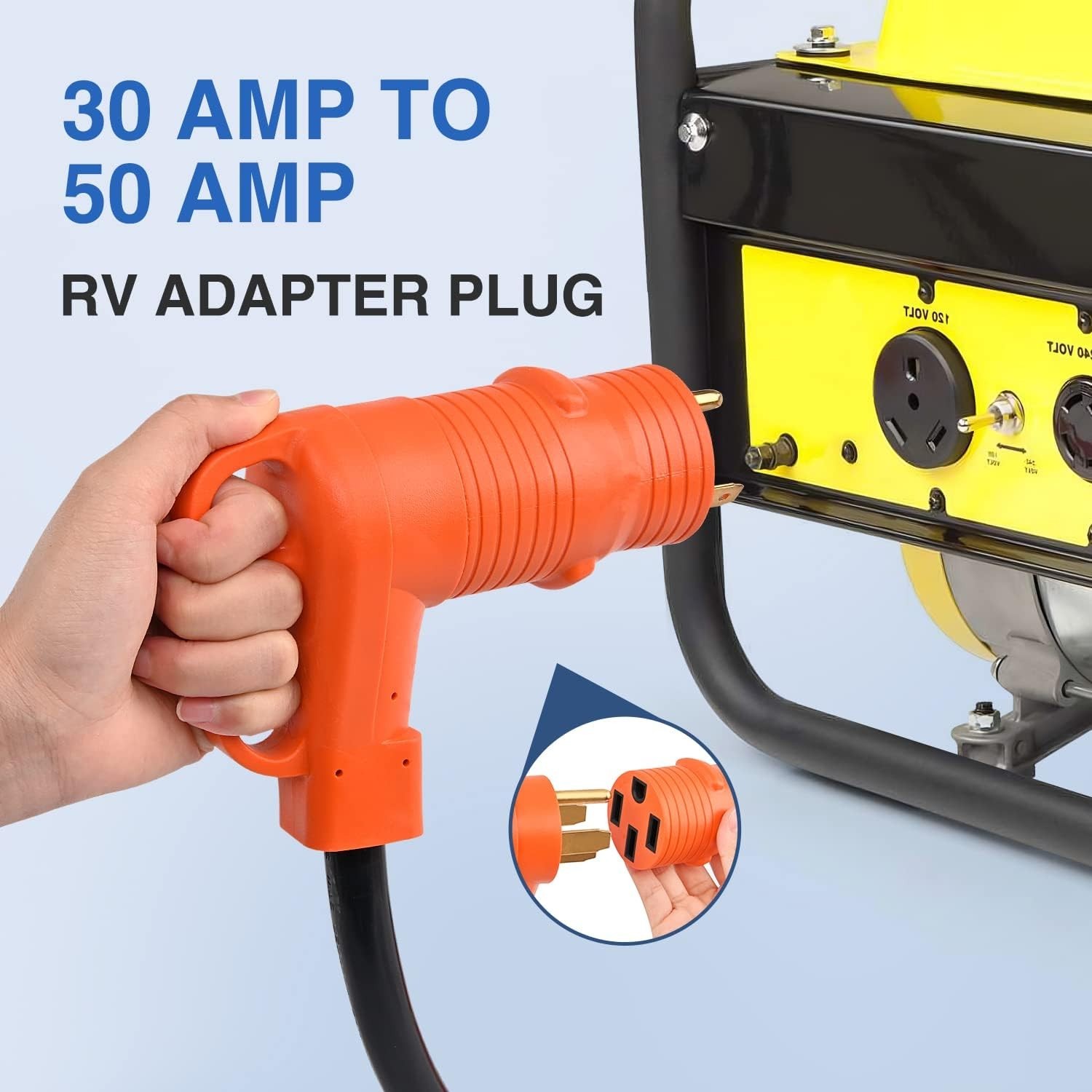 NEMA L5-30P to NEMA 14-50R RV Power Adapter – 30A to 50A Heavy Duty Converter