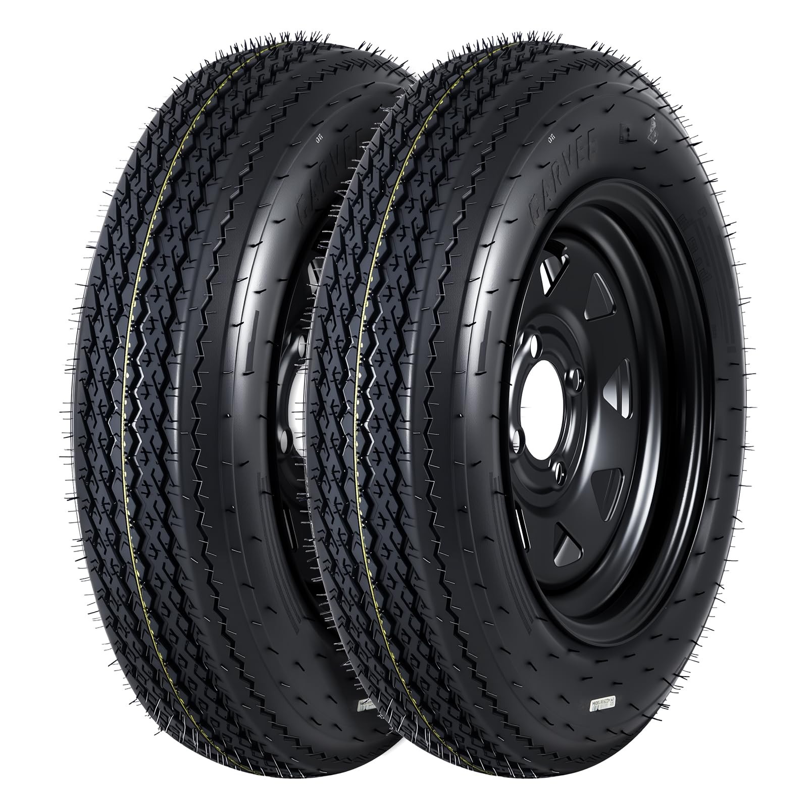 2 Pack 480-12 4.80×12 4.80-12 4.8-12 Trailer Tires w/ 12” BLK Rims, 4 Lug on 4″