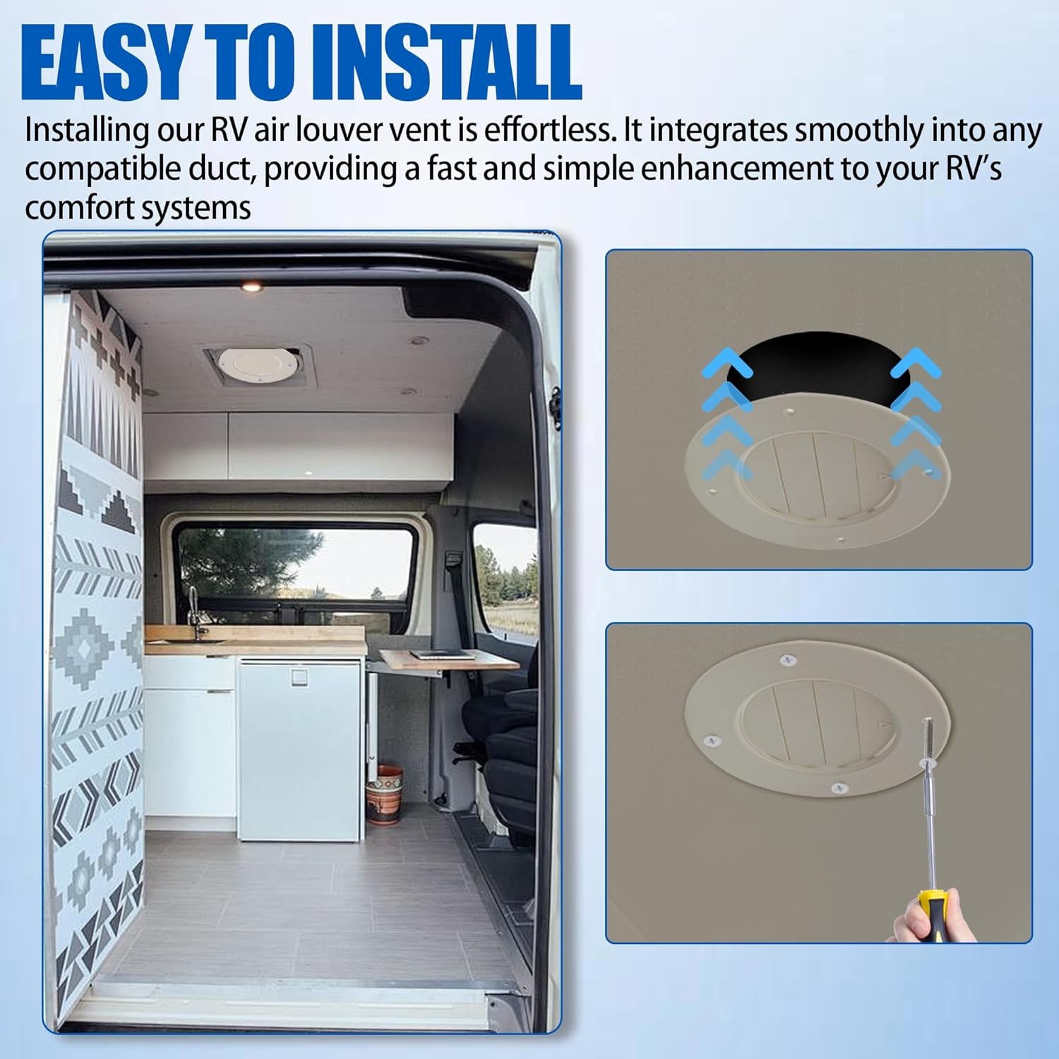 (5-Pack) 6.5″ RV Ceiling Vent Covers for Inside Camper, AC 5pk, White