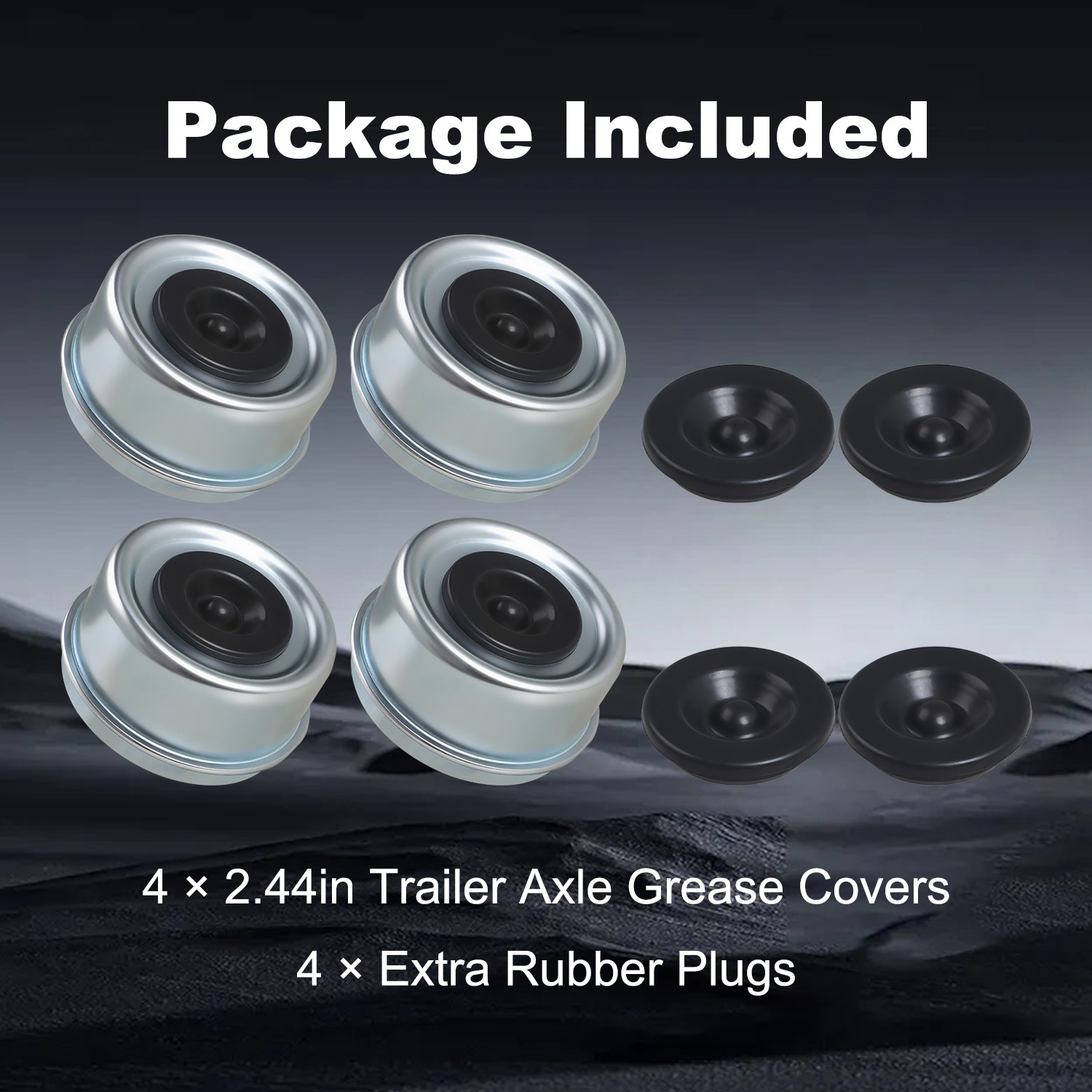 4 Pcs 2.44’’ Trailer Wheel Bearing Dust Caps&4 Rubber Plugs for Dexter EZ Lube