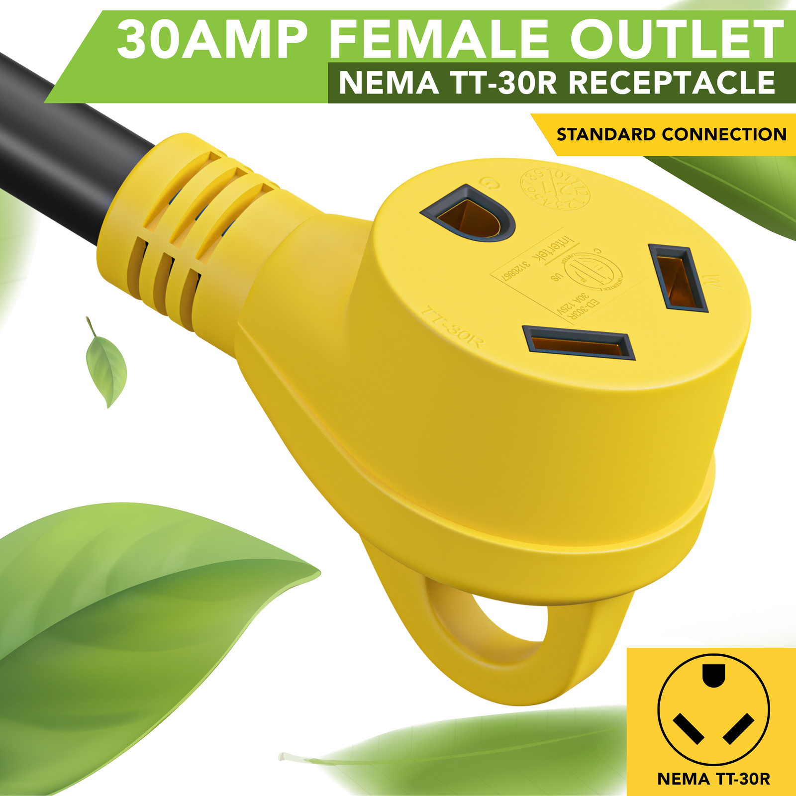 Generator Adapter Cord 3-Prong Twist Lock 30A L5-30P Male to RV 30A TT-30 Female