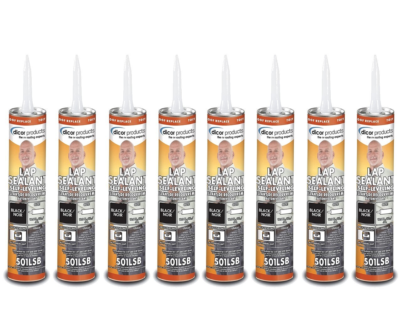 Dicor 501LSB -1 QTY. 8, Self-Leveling Lap Sealant Black, 10.3 OZ