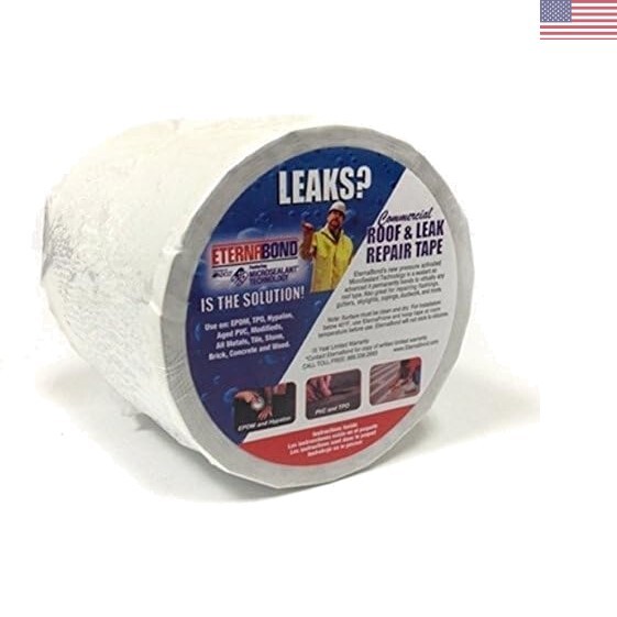White Rubber Roof Repair Tape – 20 Feet – Waterproof Seal for Mobile Homes & RVs