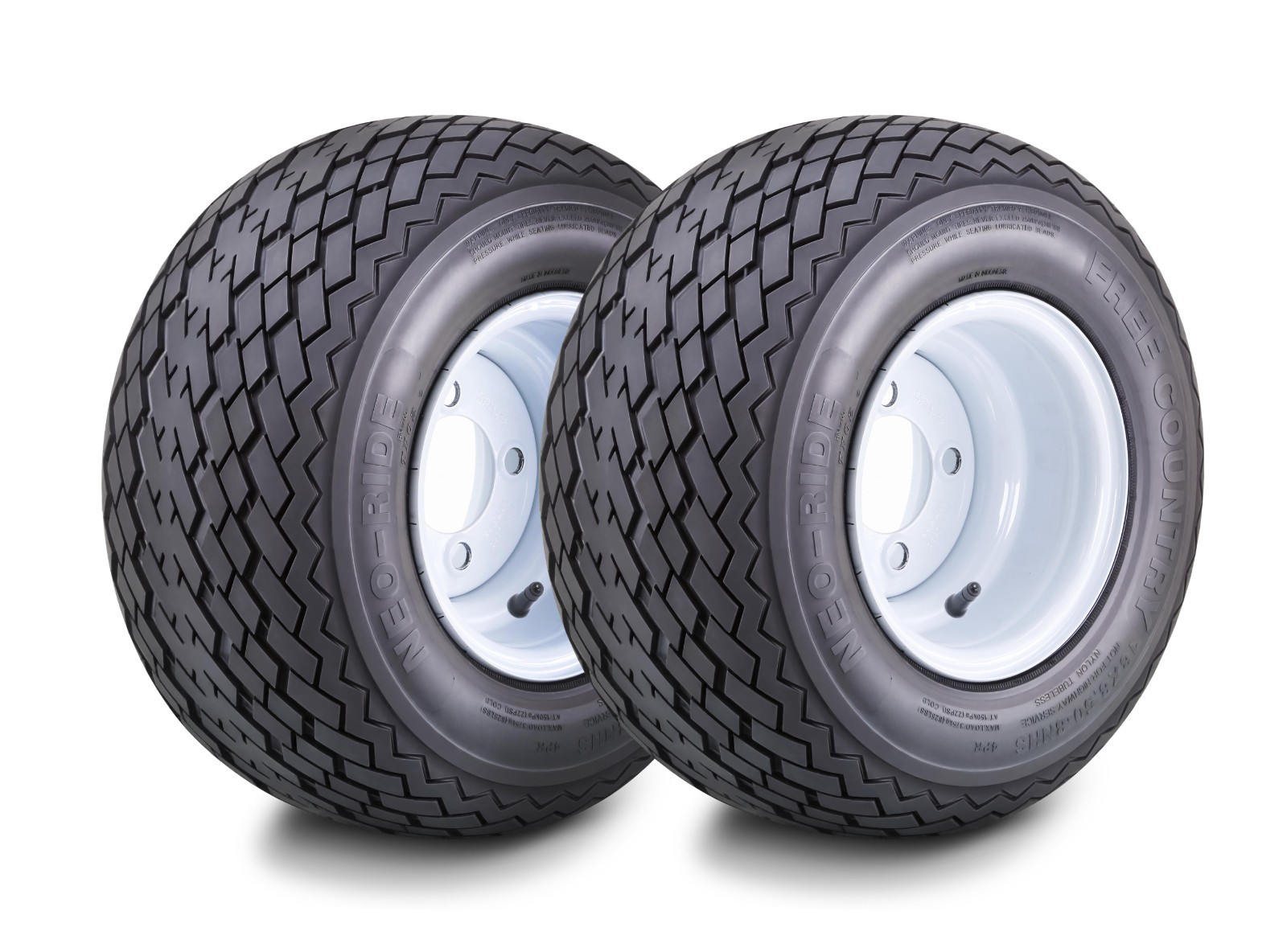 2 WANDA Golf Cart Tire & wheel 18X8.5-8 4-Ply w/4 Lugs on 4″ White Rim 14120