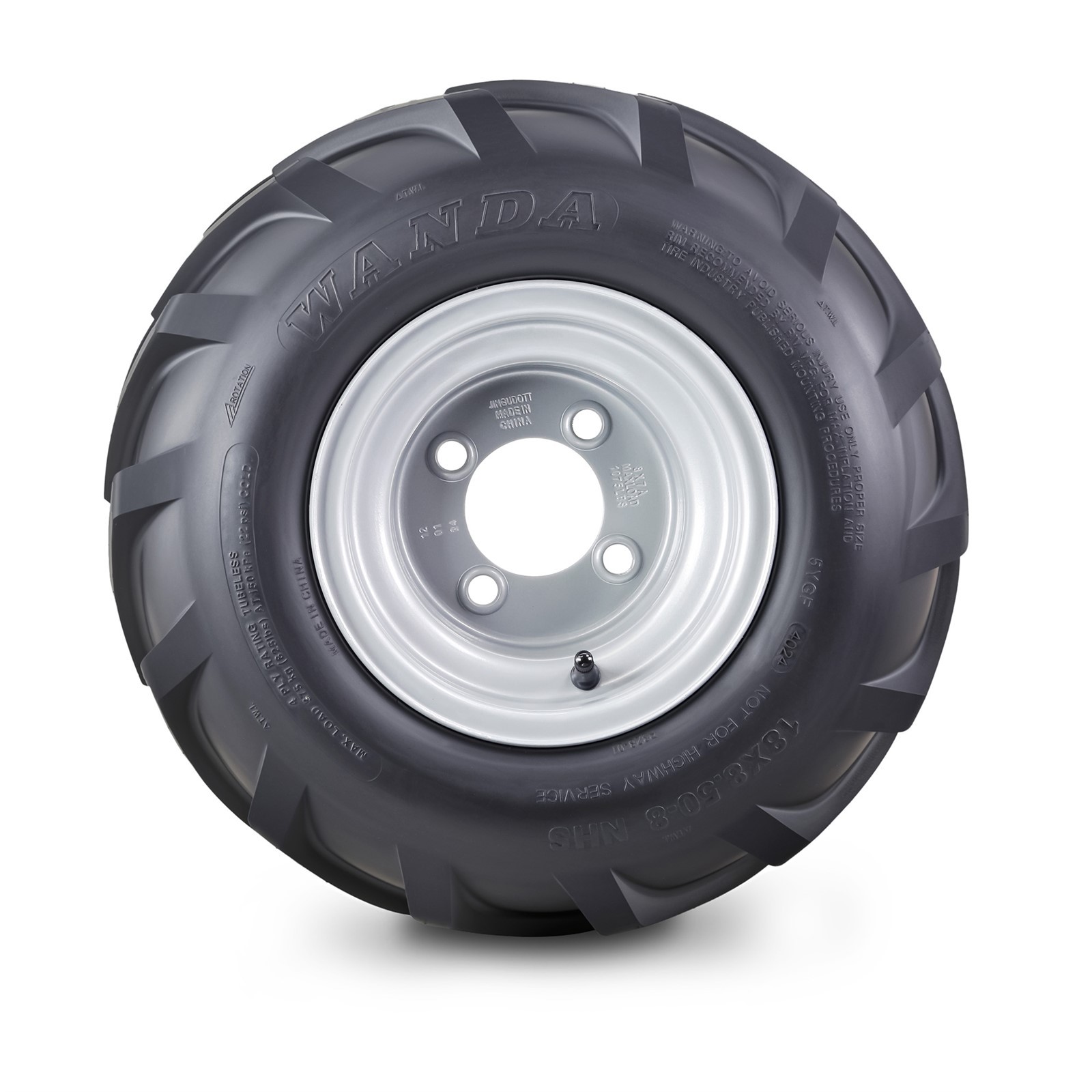 WANDA Lawn Mower Tire & wheel 18X8.5-8 4-Ply with 4×4″ Silver Wheel-13079