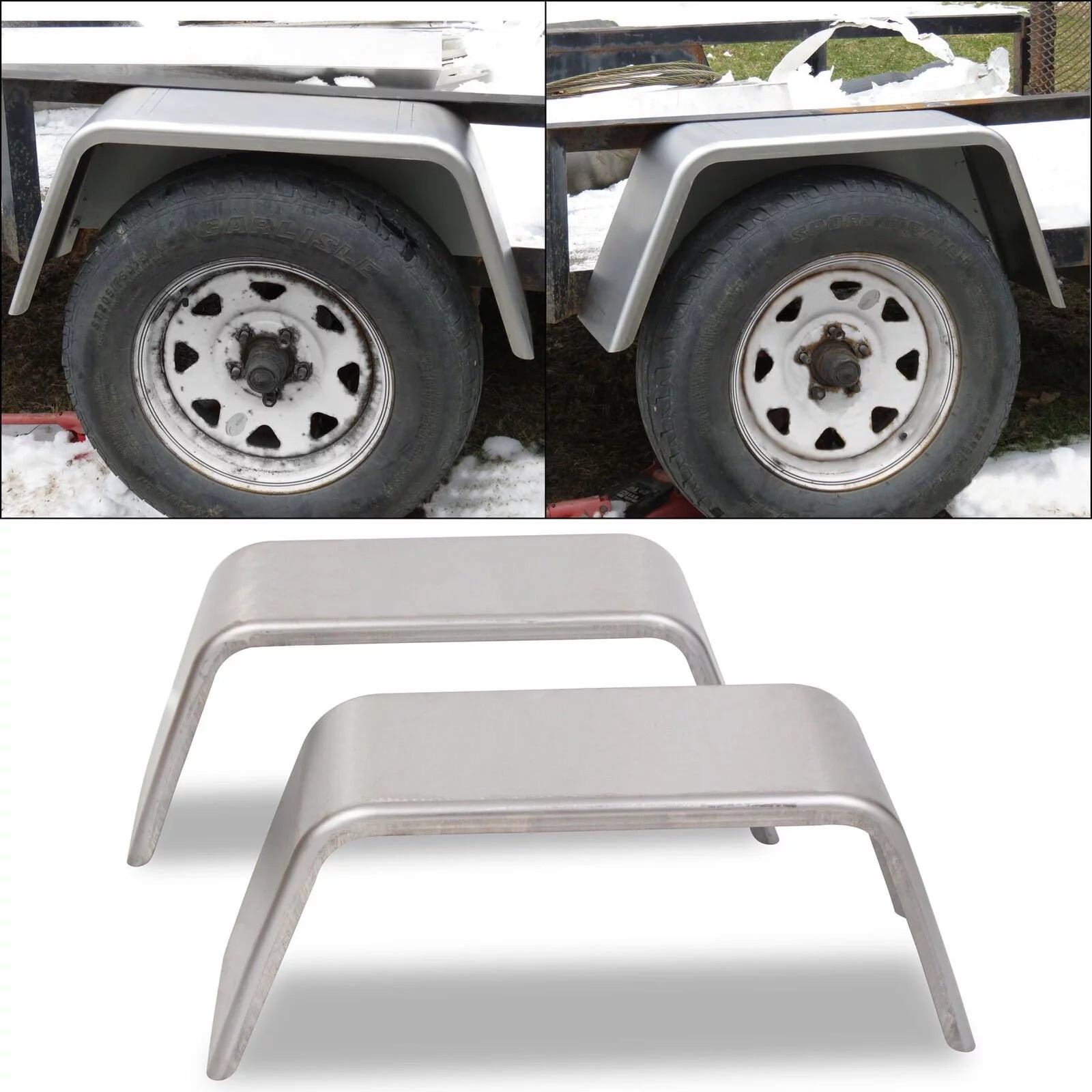 Pair Steel Trailer Fenders 32x9x13 Fits 14″ 15″ 16″ Wheels Square Axle