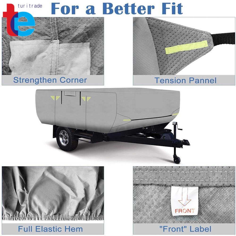 14-16 FT Trailers Waterproof RV Trailer Cover For Folding Pop Up Camper