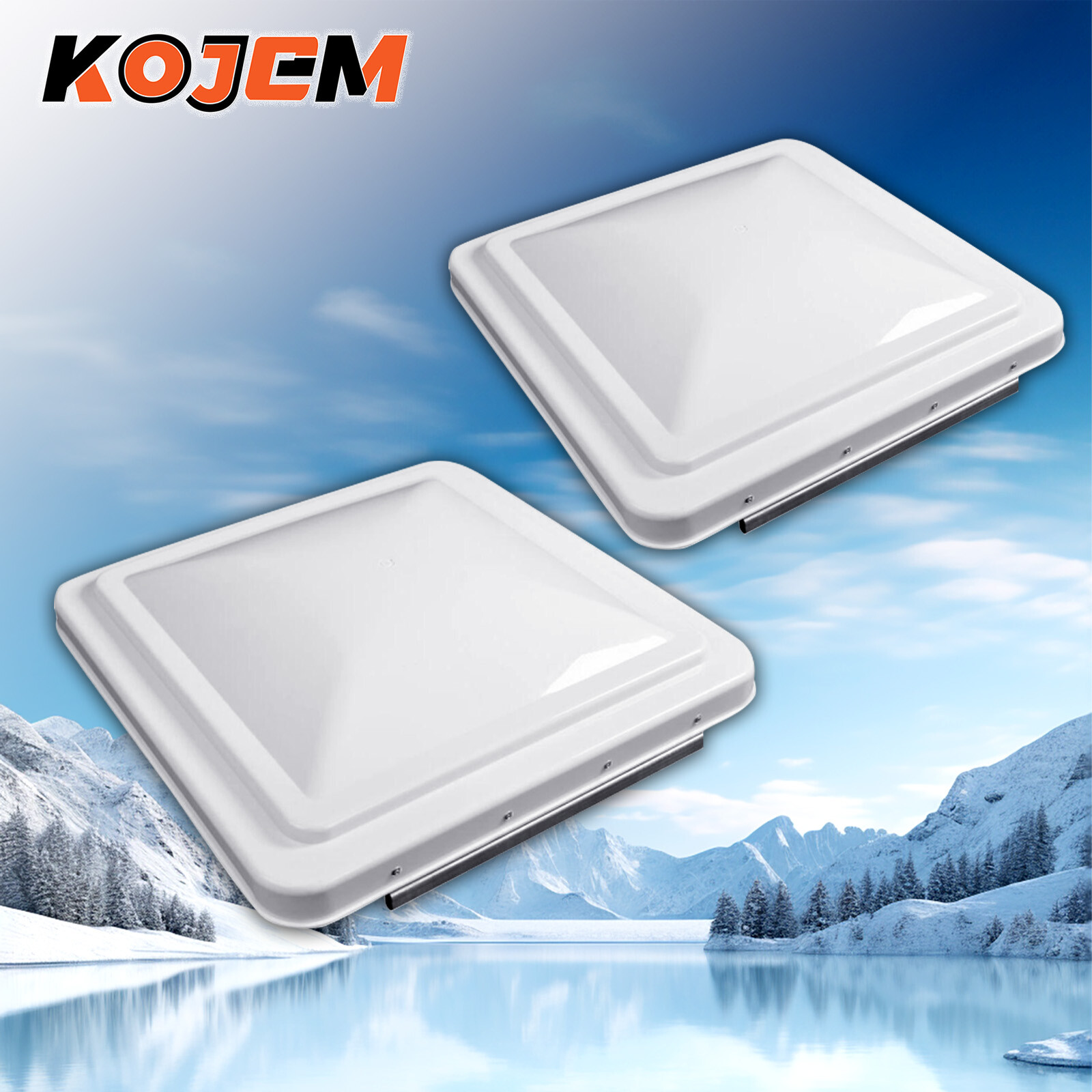 KOJEM 2x White 14″ x 14″ Replacement Roof Vent Cover Camper RV Trailer Ventline