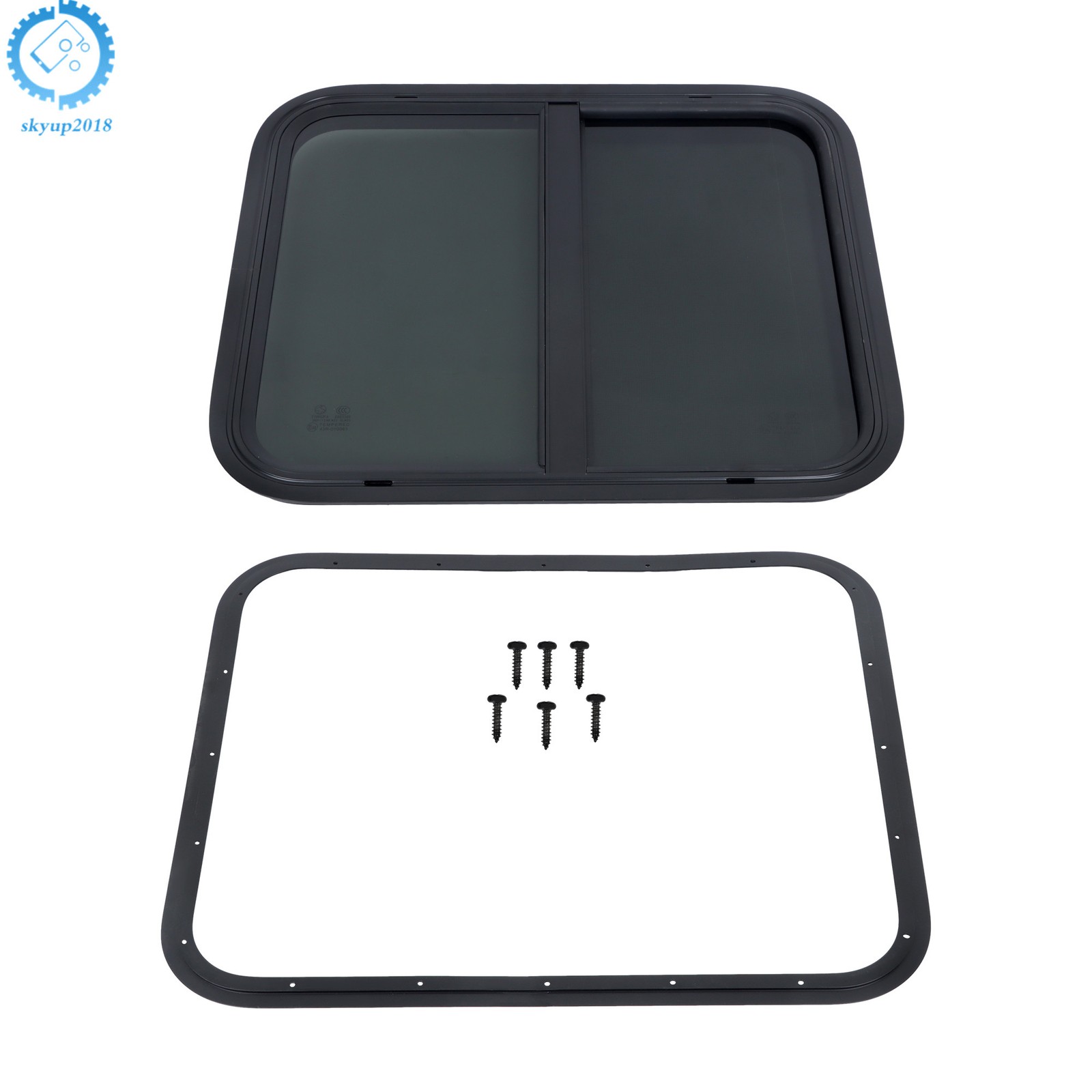 Horizontal Sliding Windows W/Mounting Trim Rings 24″W x 20″H RV Window Kit