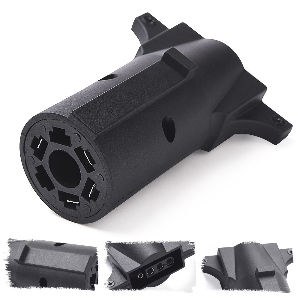 12V 7 Way Round To 4 Way Flat Blade Trailer Plug Light Wire Adapter Rv Prong Pin